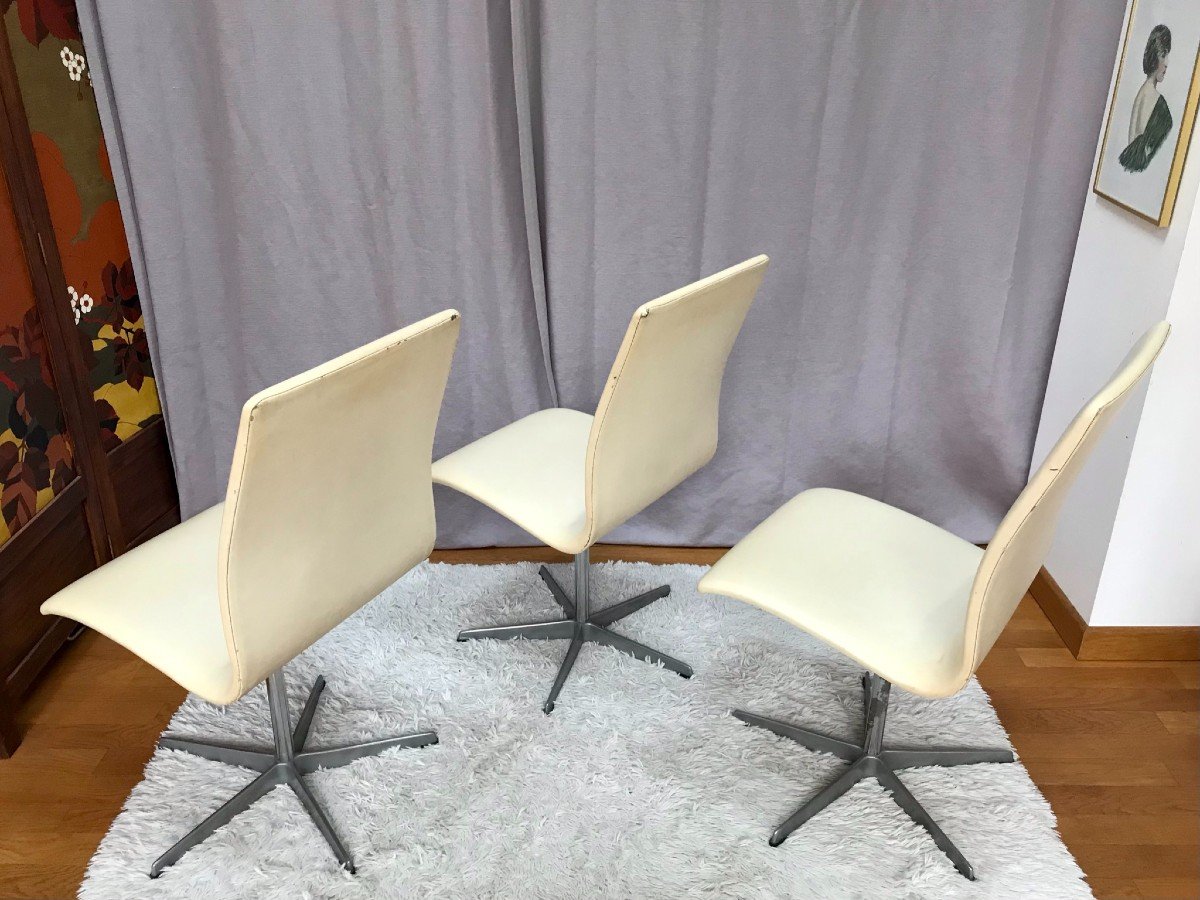 3 Chaises design "Oxford", ARNE JACOBSEN pour FRITZ HANSEN, années 60/70-photo-6