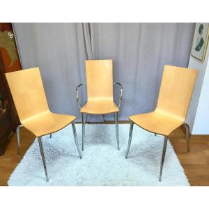 Armchair + Pair Of "olly Tango" Designer Chairs, Philippe Starck For Driade