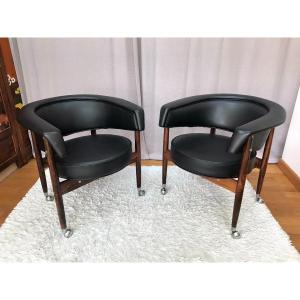 Pair Of "beg" Armchairs, Sergio Rodrigues - Brazilian Design From The 60s