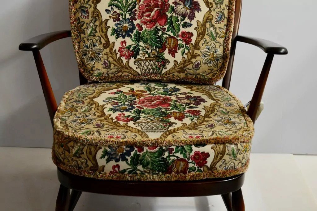 Couple Of Ercol Armchairs - Original Tapestry-photo-7