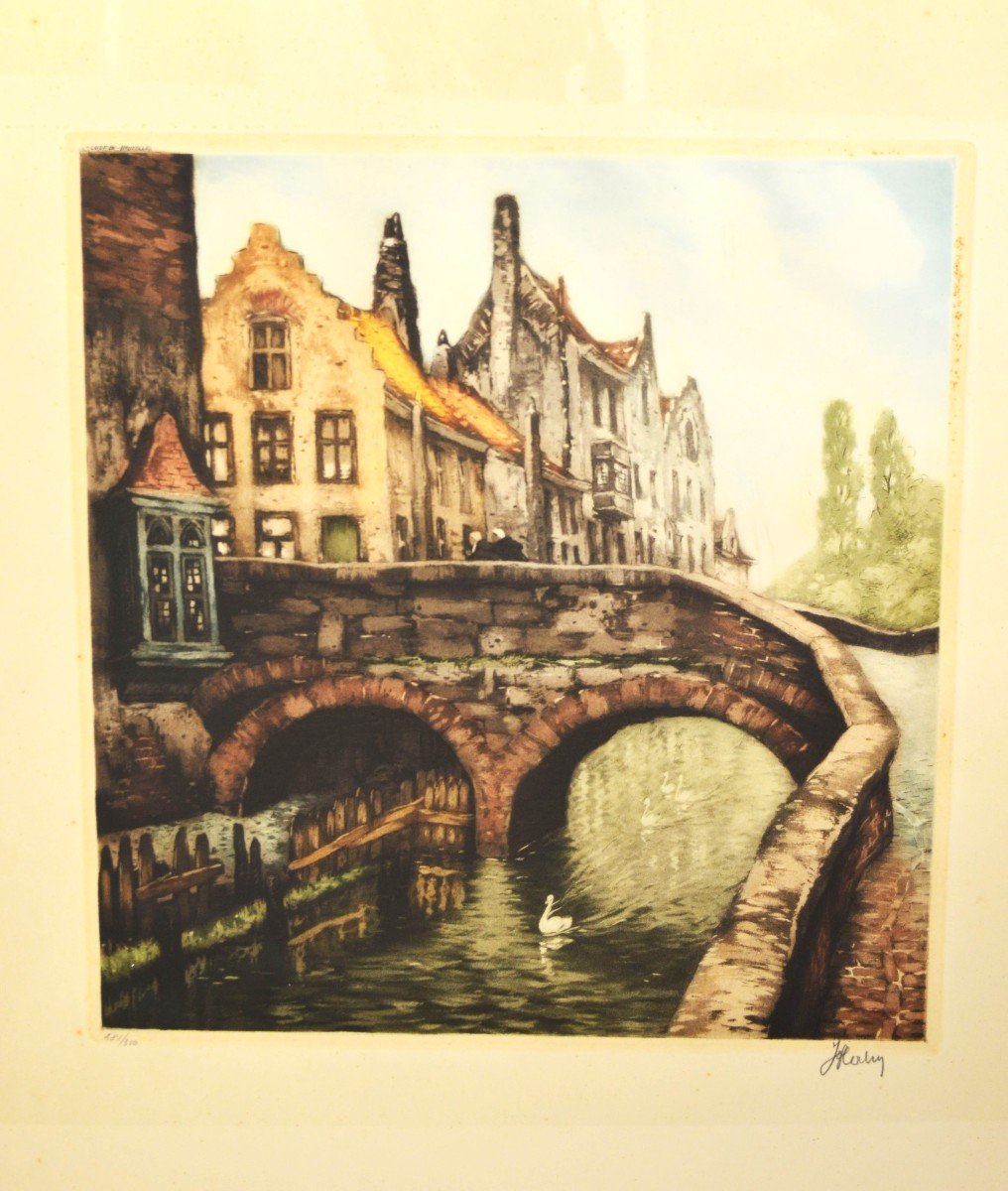 Jef Codron – Antique Color Engraving – “lodron – Brussels” – Limited Edition 281/350-photo-2