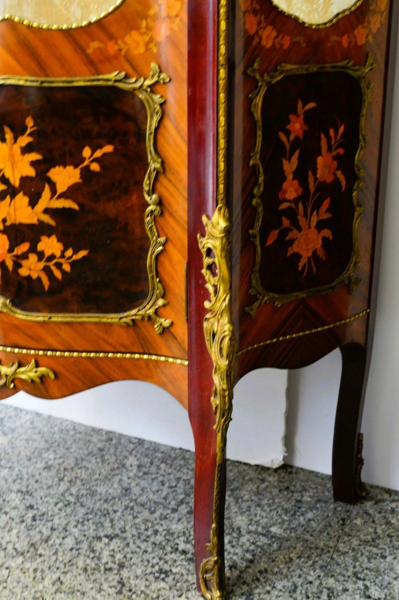 Vitrine Louis XV, Palissandre, Marqueterie Et Bronzes-photo-1