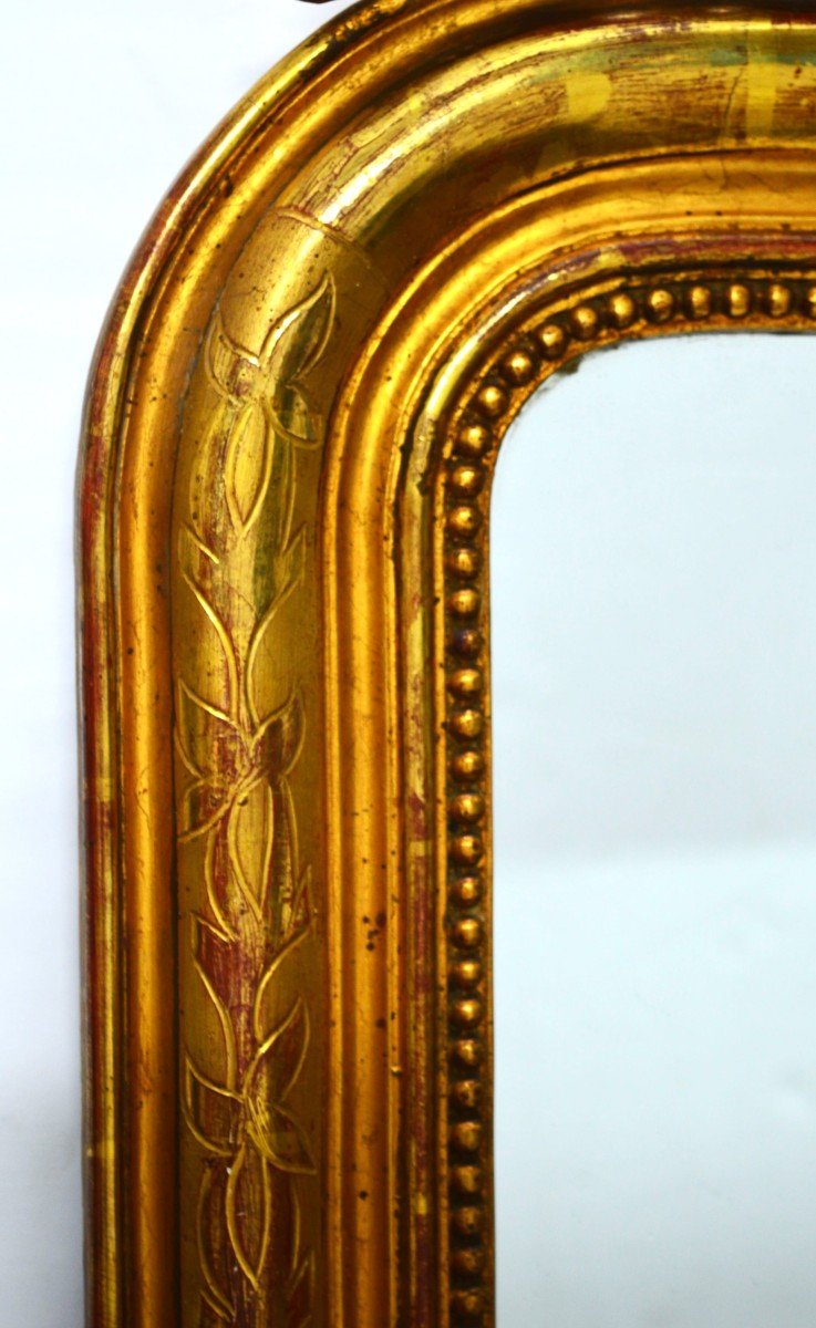 Antique Louis XIV Wall Mirror, In Wood And Real Gold Leaf-photo-4