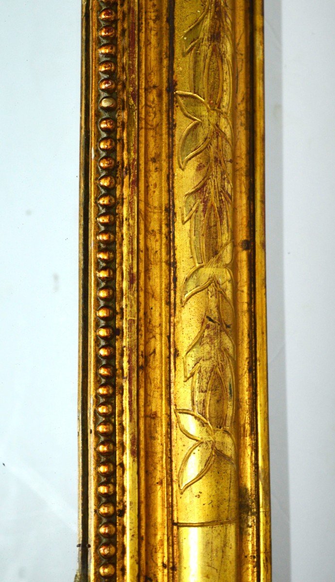 Antique Louis XIV Wall Mirror, In Wood And Real Gold Leaf-photo-2