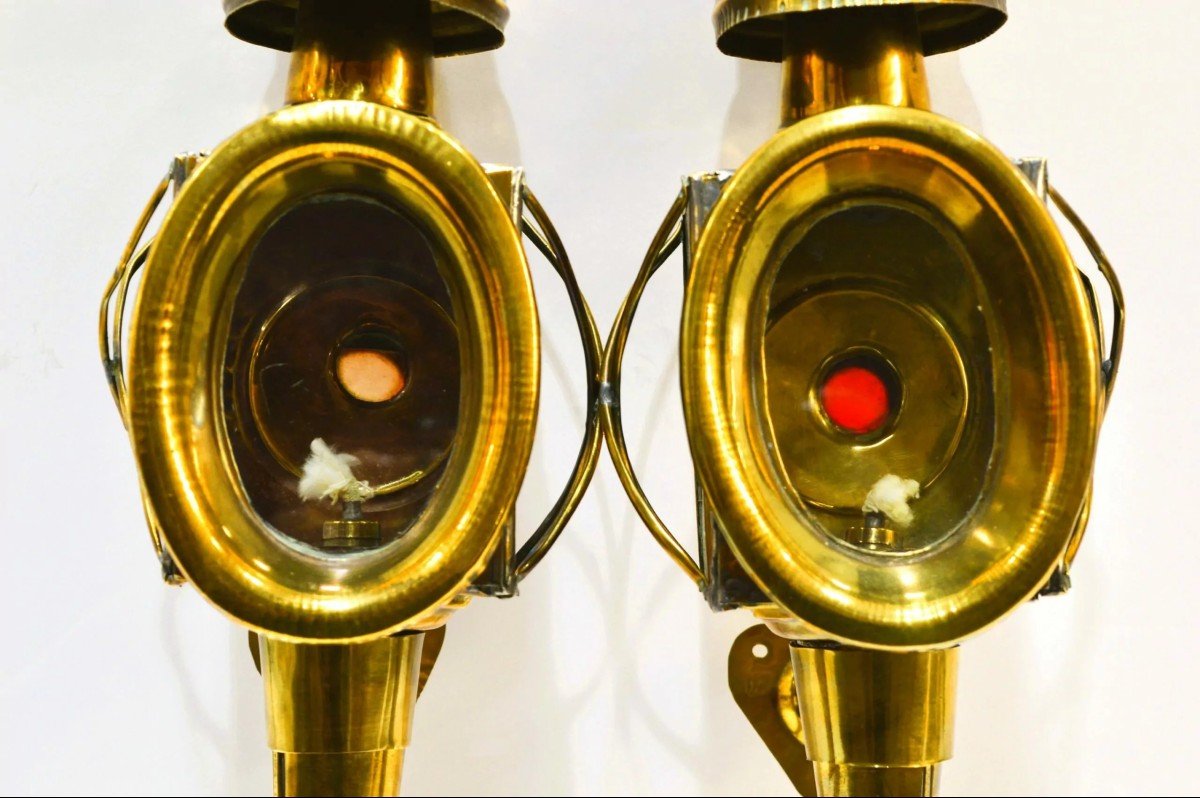 Carriage Lanterns, Brass And Burl. Wick. Spain-photo-2