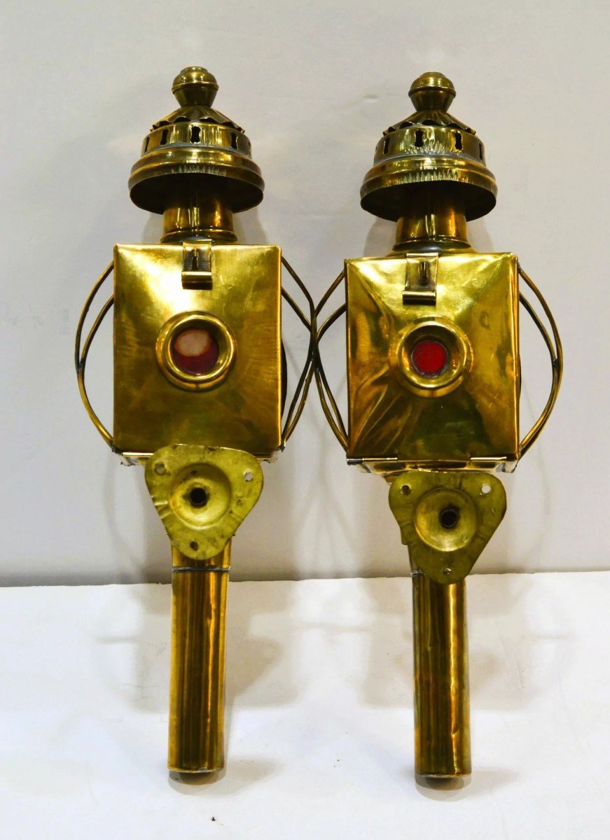 Carriage Lanterns, Brass And Burl. Wick. Spain-photo-2