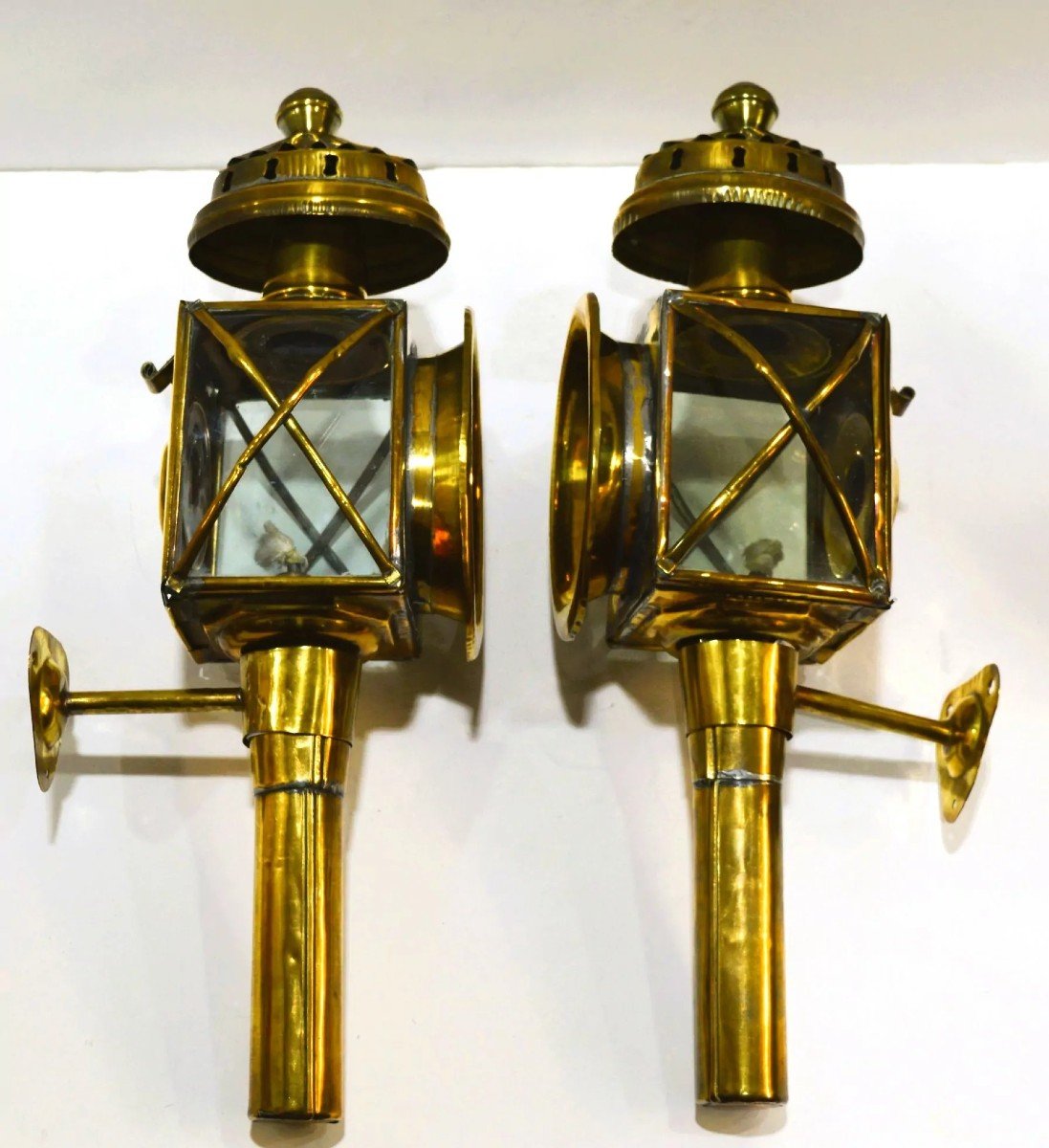 Carriage Lanterns, Brass And Burl. Wick. Spain-photo-7