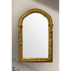 Ancien Miroir Baroque, En Bois Et Feuille d'Or