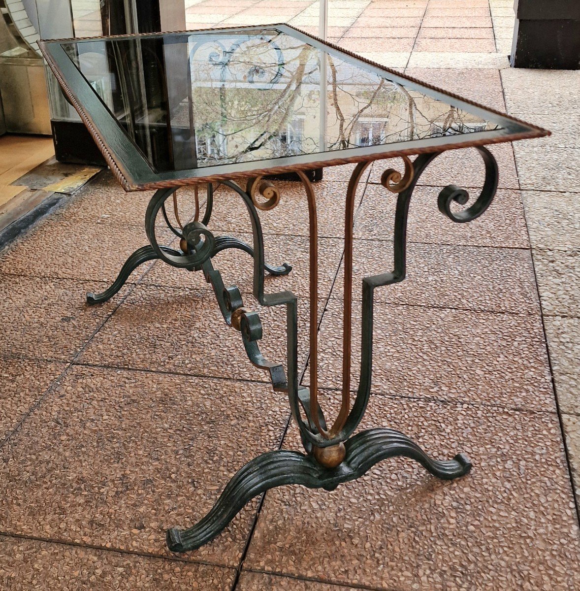 Wrought Iron Coffee Table Circa 1940-photo-4