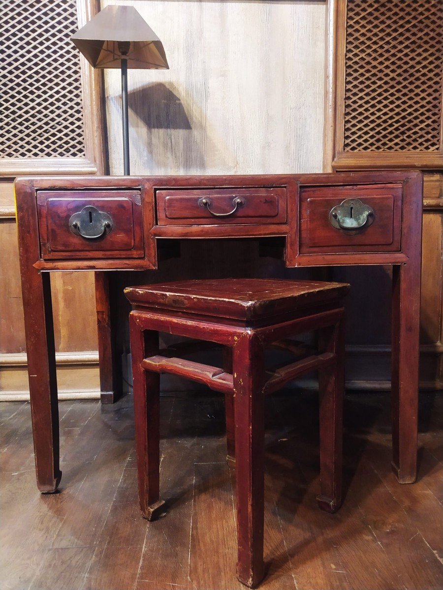 Antique Chinese Dark Elm Desk