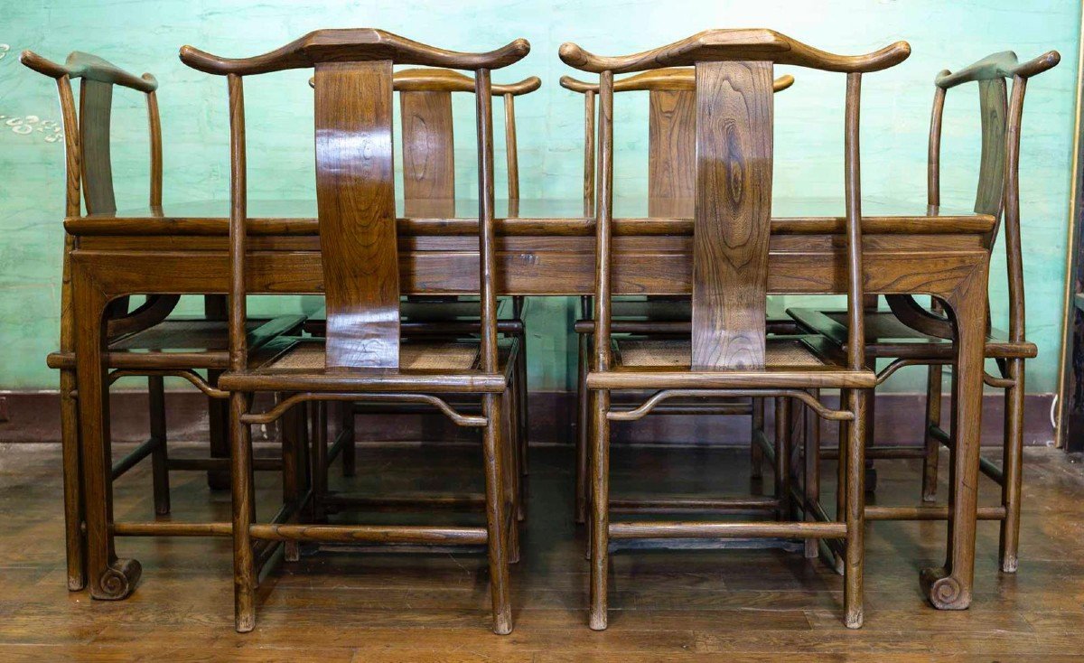 Antique Chinese Elm Table And Chair Set. Antique Chinese Furniture 