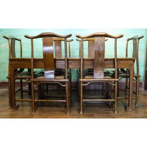 Antique Chinese Elm Table And Chair Set. Antique Chinese Furniture 