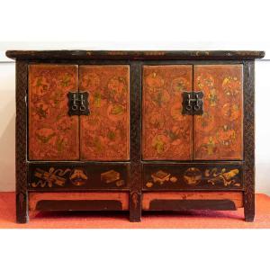 Buffet Bas Ancien Chinois 4 Portes 