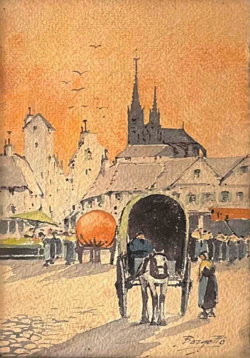 Frédéric Borgella, La Place Du Marché , Vers 1890