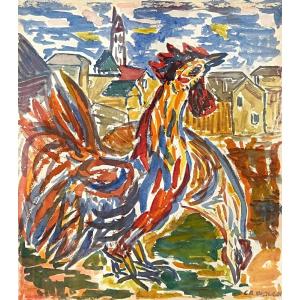 Charles Walch, The Rooster In Front Of The Village, Circa 1945