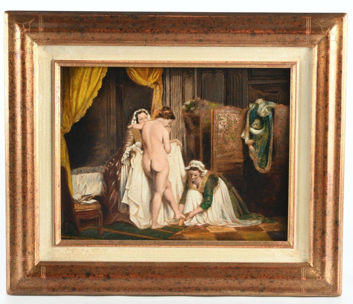 Entourage De Jean-Baptiste Mallet  (1759-1835), La Toilette, Huile Sur Panneau 1810-photo-2