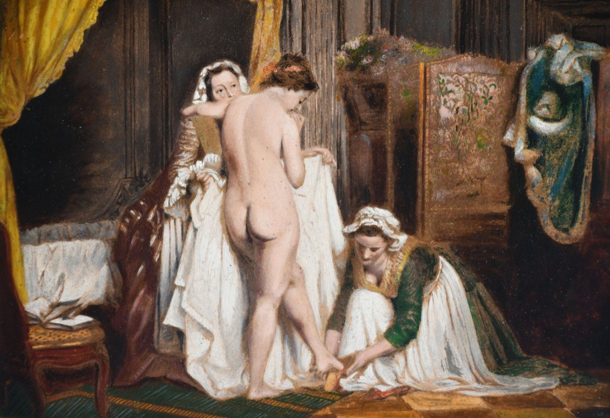 Entourage De Jean-Baptiste Mallet  (1759-1835), La Toilette, Huile Sur Panneau 1810