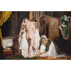 Entourage De Jean-Baptiste Mallet  (1759-1835), La Toilette, Huile Sur Panneau 1810