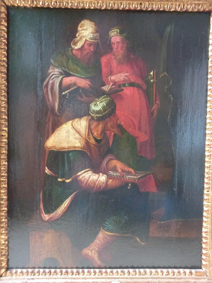 Three Philosophers, Oil On Panel, 17th Century