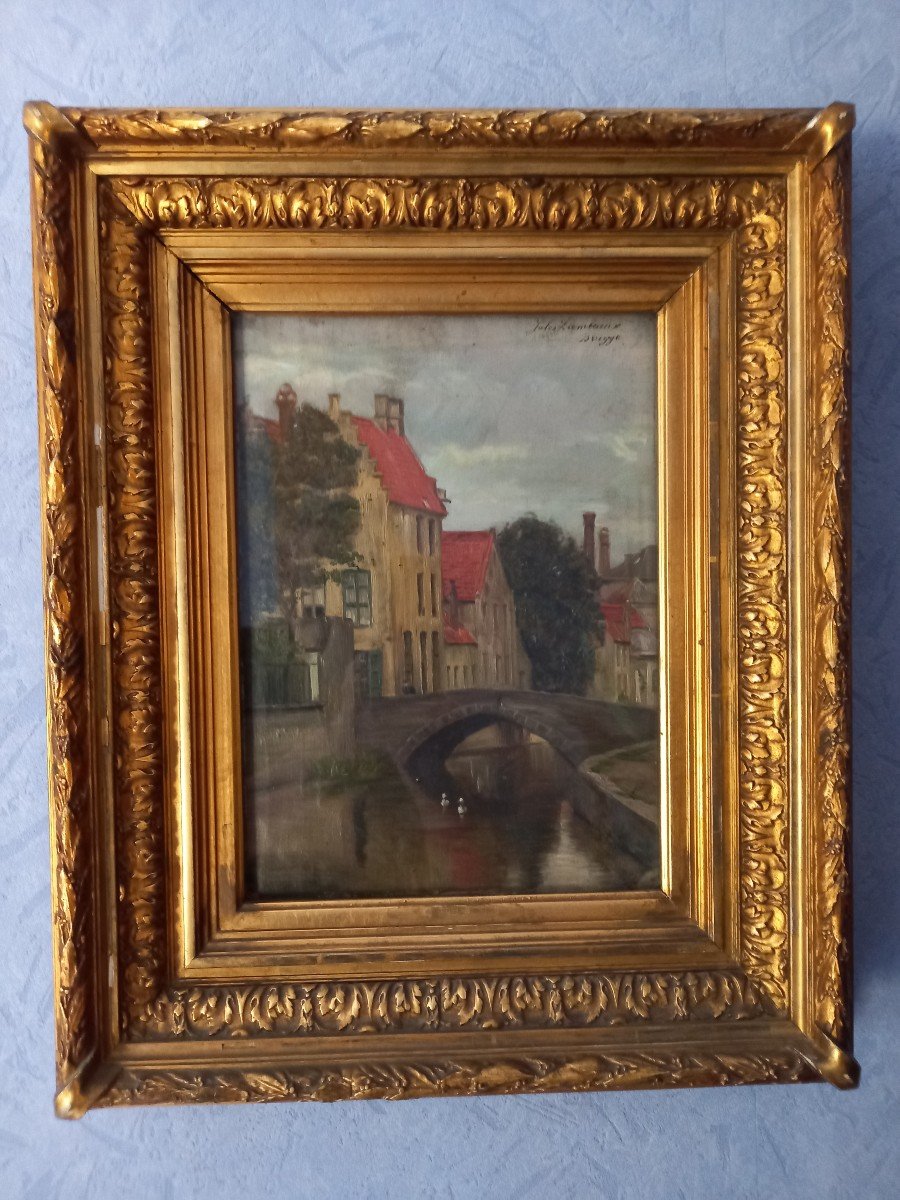 Oil On Canvas Signed Jules Lambeaux (1858-1890)-photo-2