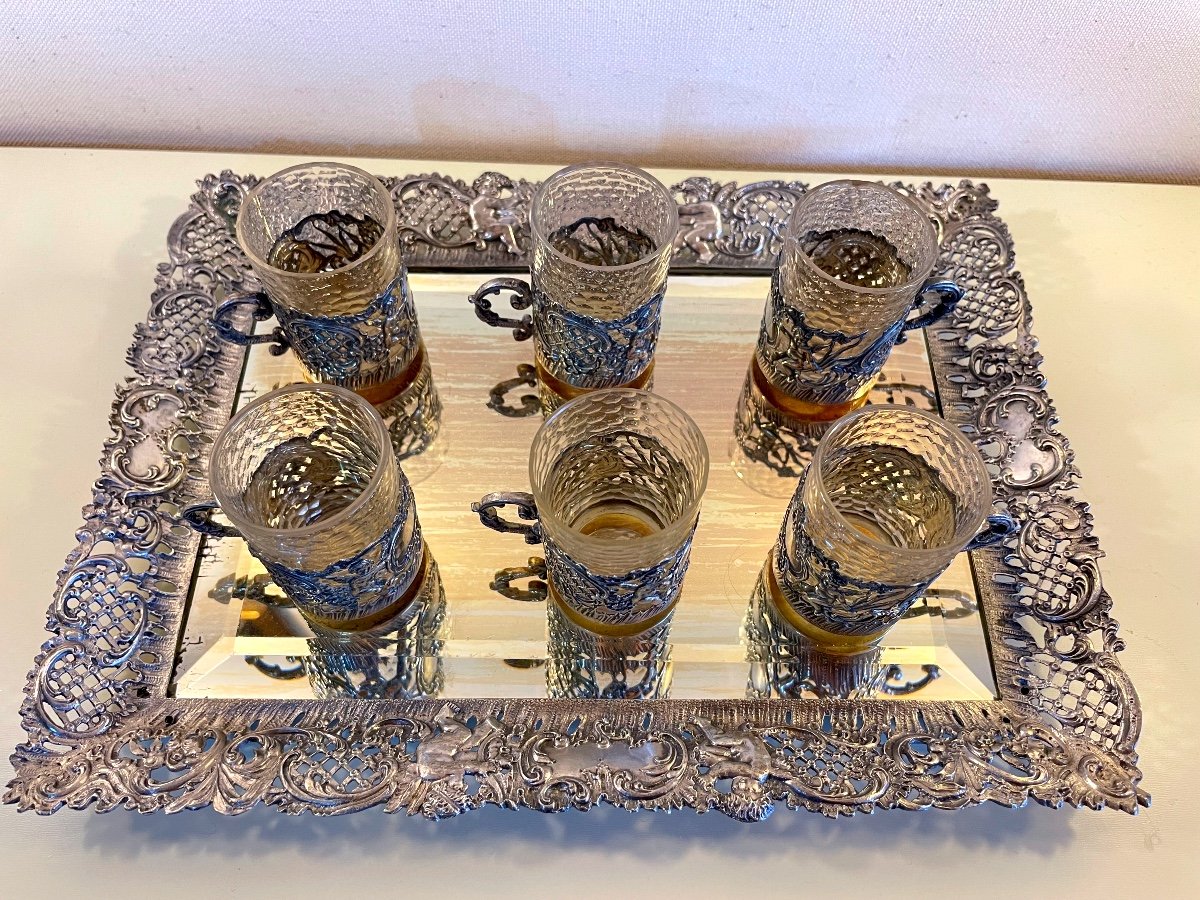 Rocaille Style Silver And Crystal Liqueur Service -photo-3