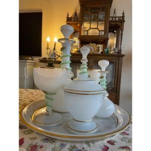 White Opaline Service Enhanced With Gold Composed Of Six Pieces 