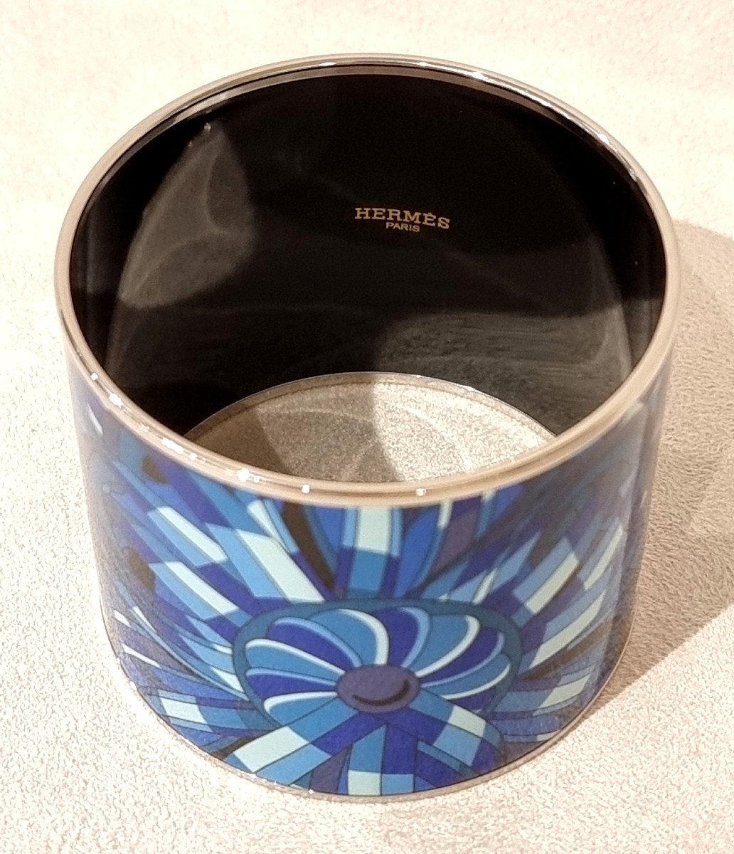 Hermès Ribbons Cuff Bracelet In Enamel Palladium Silver Finish-photo-1