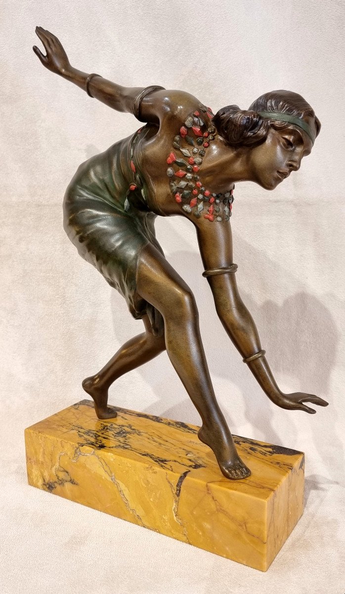 F. Lemoyne Sculpture Orientaliste Polychrome Bronze Art Deco 1930-photo-2