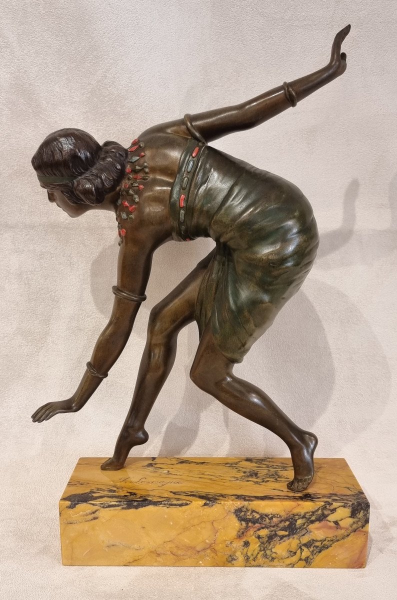 F. Lemoyne Sculpture Orientaliste Polychrome Bronze Art Deco 1930-photo-3