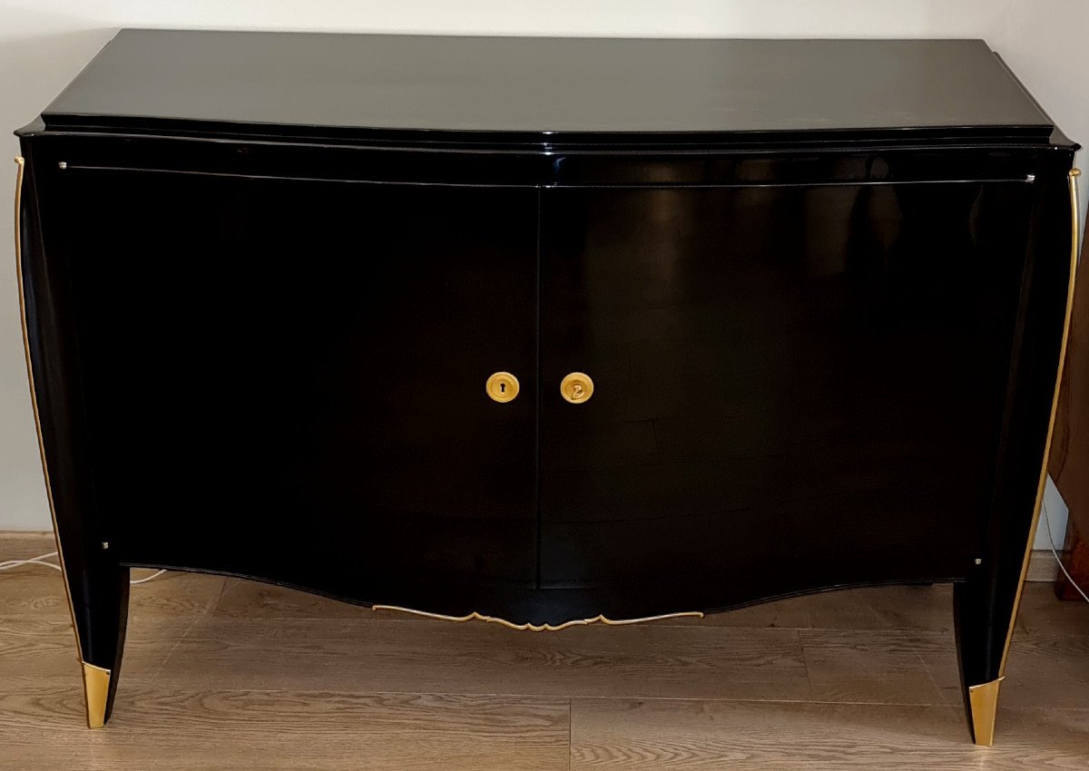 Maurice Jallot Art Deco Black Lacquer Commode 1935-1940 -photo-2