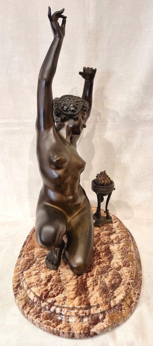 Affortunatto Gory Sculpture Bronze Danseuse A La Flamme Art Déco 1920-1925 -photo-4