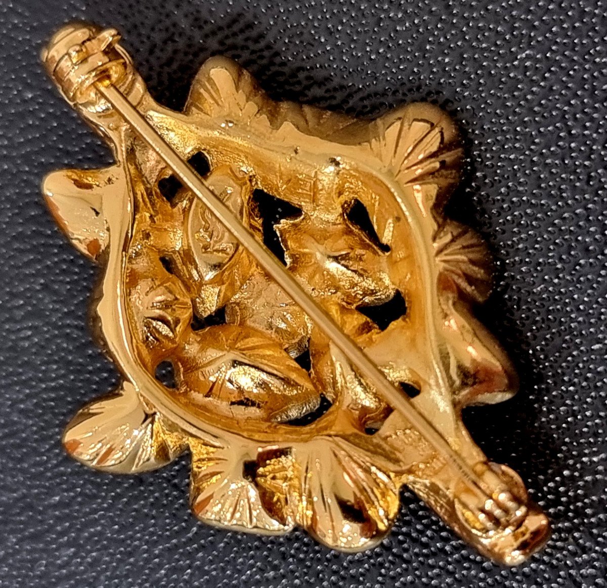 Ysl Yves Saint Laurent Gold & Crystal Brooch-photo-1