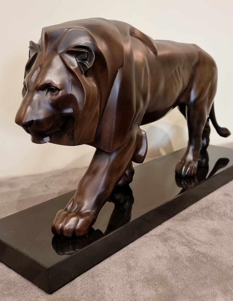 Max Le Verrier Lion Sculpture Art Deco 1930-photo-3