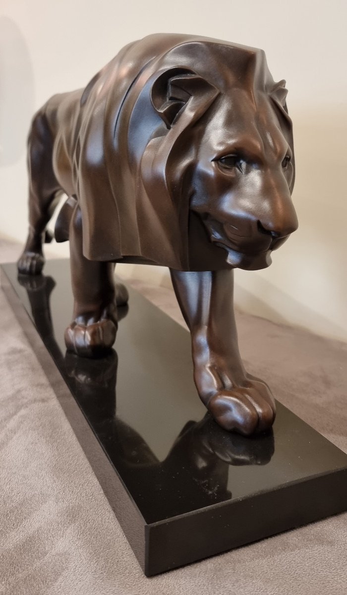 Max Le Verrier Lion Sculpture Art Deco 1930-photo-3