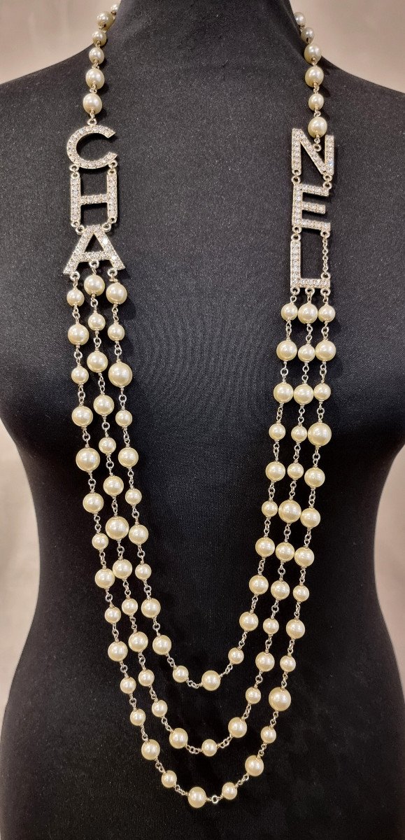 Chanel Triple Row Pearl Necklace Titled Chanel-photo-2