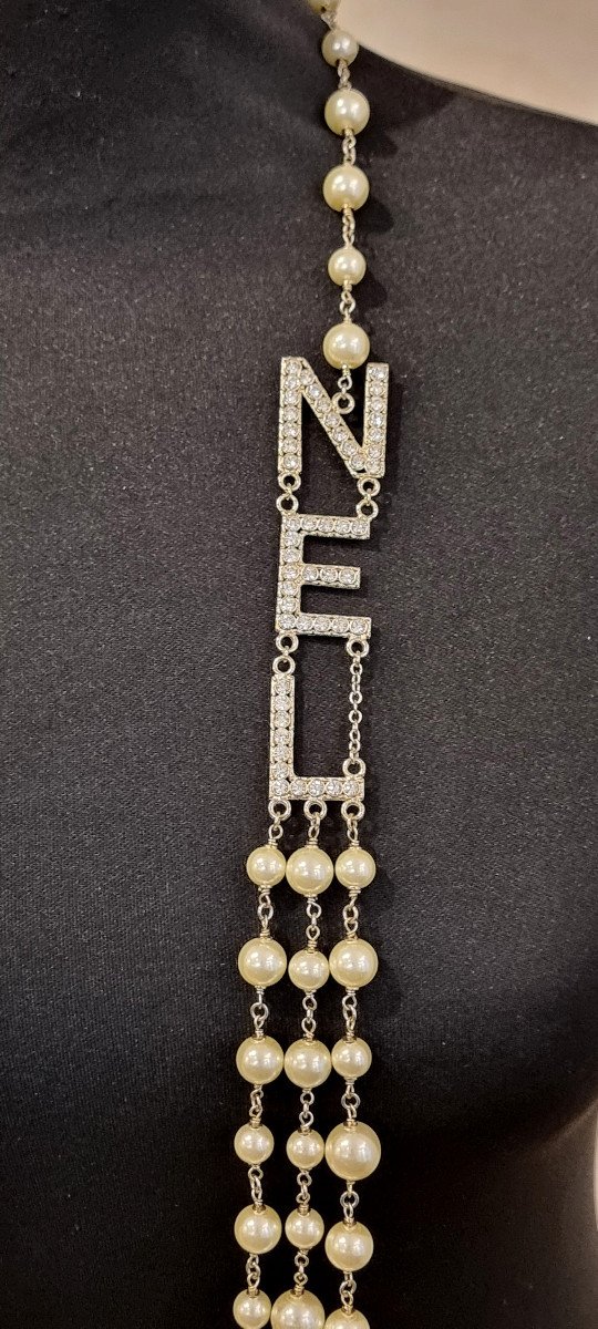 Chanel Triple Row Pearl Necklace Titled Chanel-photo-4