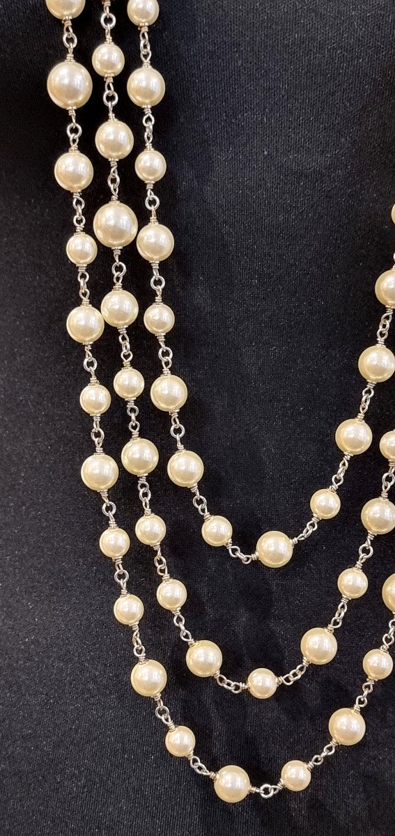 Chanel Triple Row Pearl Necklace Titled Chanel-photo-2