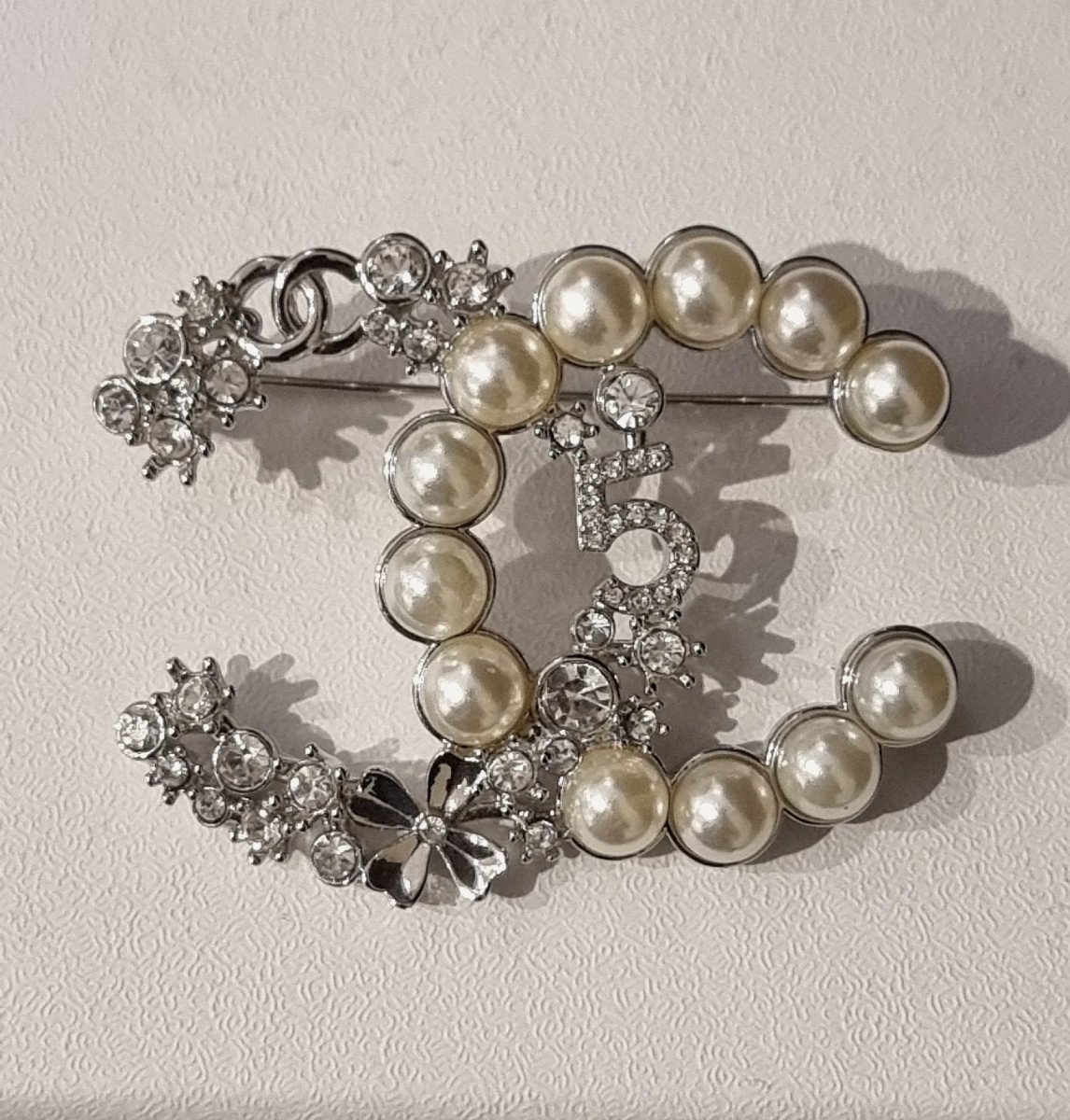 Chanel Broche Double Cc  Perles & Cristal -photo-2