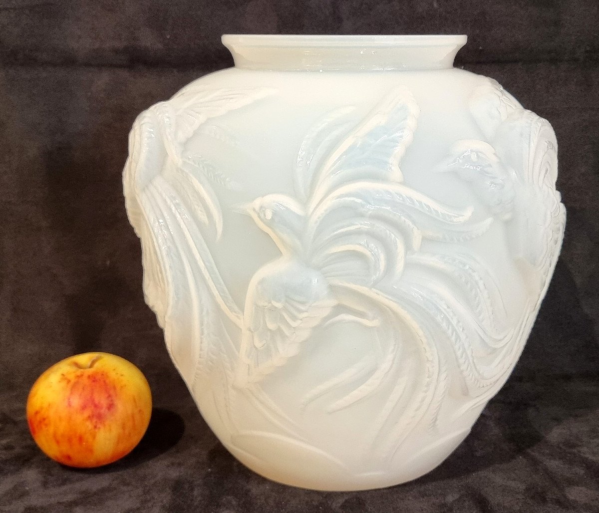 Verlys Opalescent Vase Birds Of Paradise Art Deco 1930 -photo-2