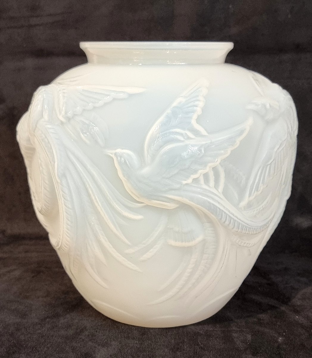 Verlys Opalescent Vase Birds Of Paradise Art Deco 1930 -photo-4