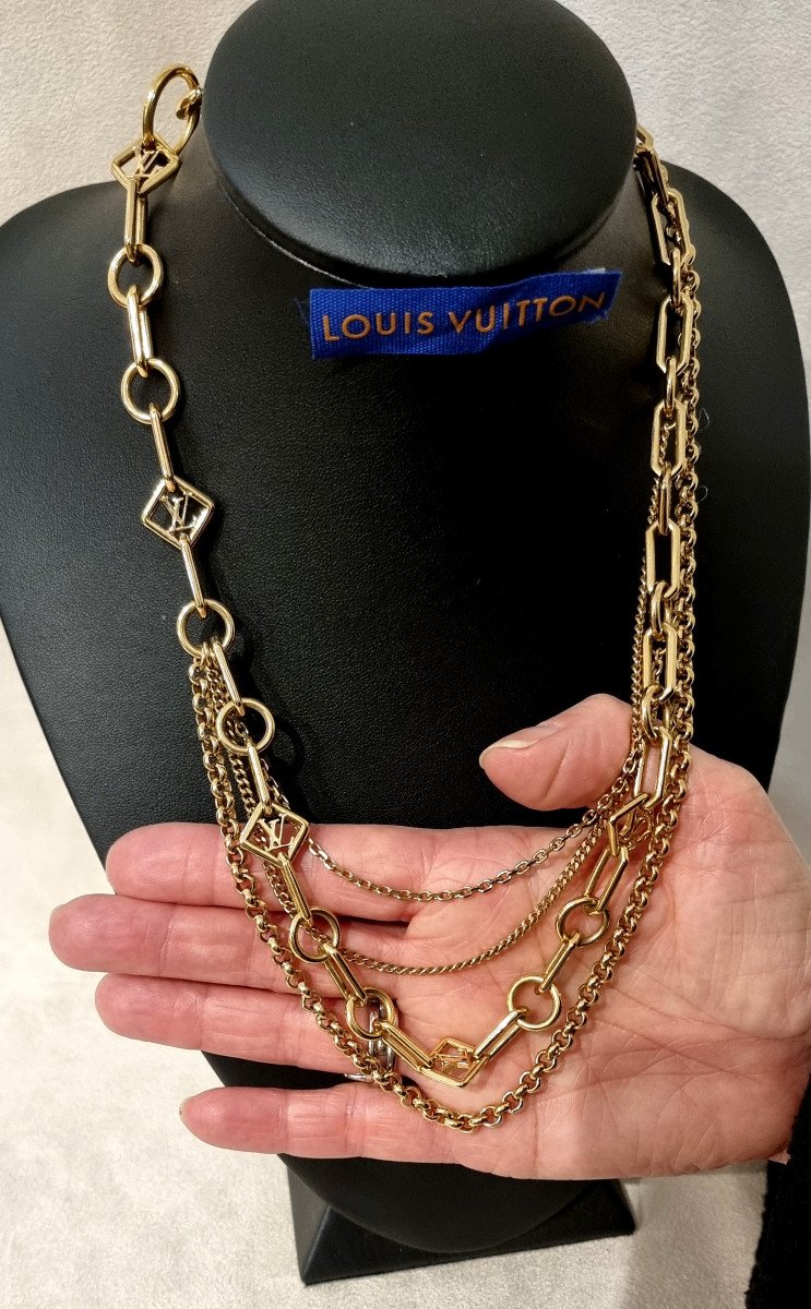 Louis Vuitton Collier Doré Multichaines-photo-3