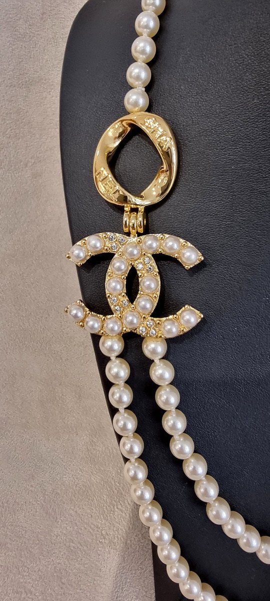 Chanel 2 Row Pearl And Crystal Necklace -photo-4