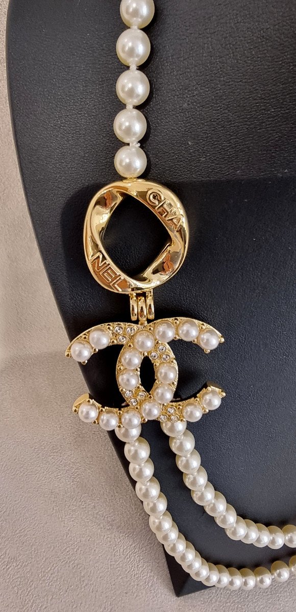 Chanel 2 Row Pearl And Crystal Necklace -photo-2