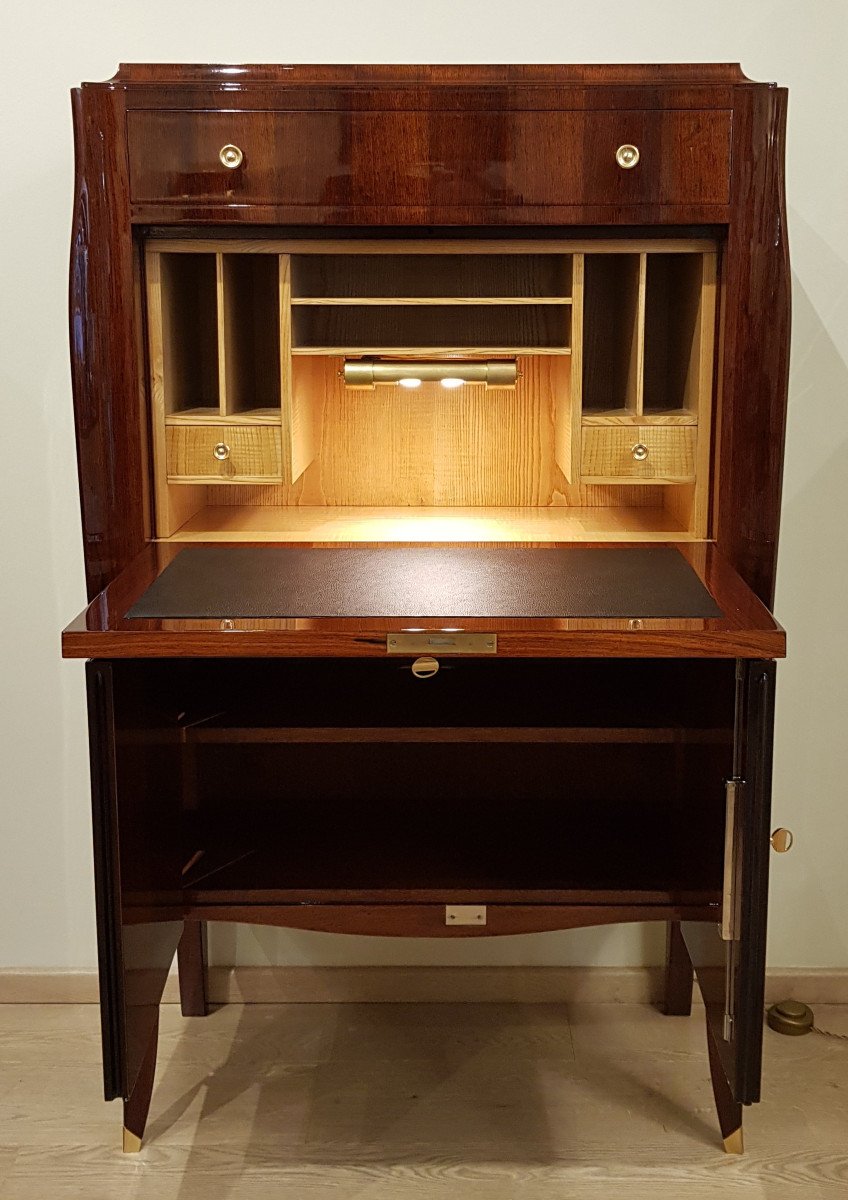 Jules Leleu Secretary Rosewood & Marquetry 1940-1945 -photo-3