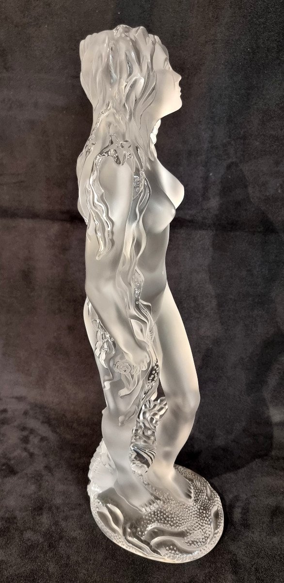 Marie Claude Lalique Large Nude Nereides Crystal Sculpture 1997 Limited Series-photo-4