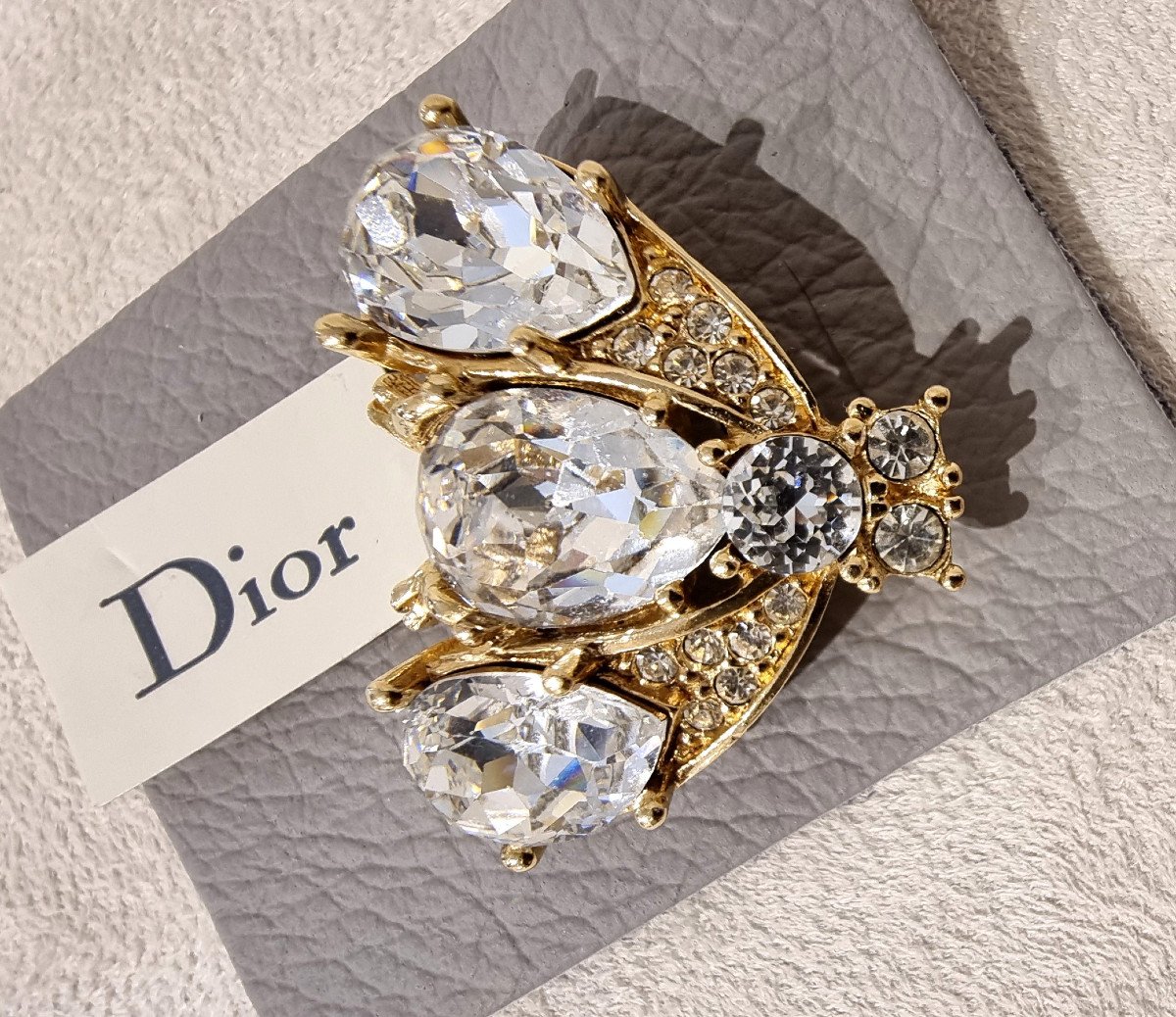 Christian Dior Bee Brooch Gold Metal & Crystal -photo-1