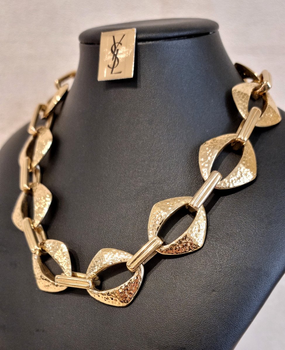 Ysl Yves Saint Laurent Gold Metal Necklace-photo-3