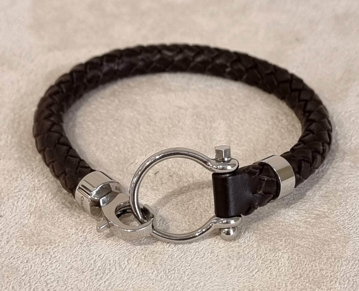 Omega Men's Bracelet Leather & Steel