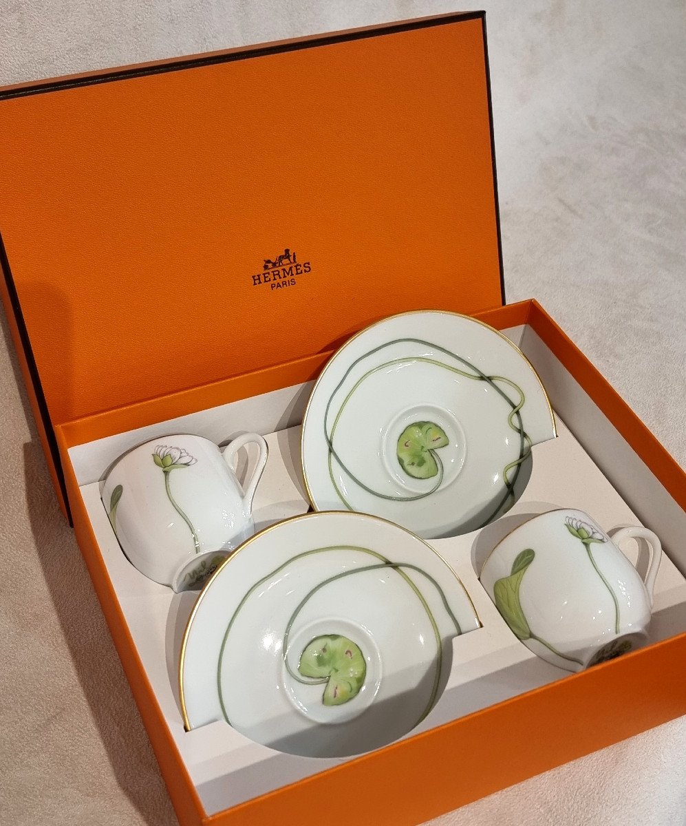 Hermès Nil Pair Of Porcelain Coffee Cups-photo-2