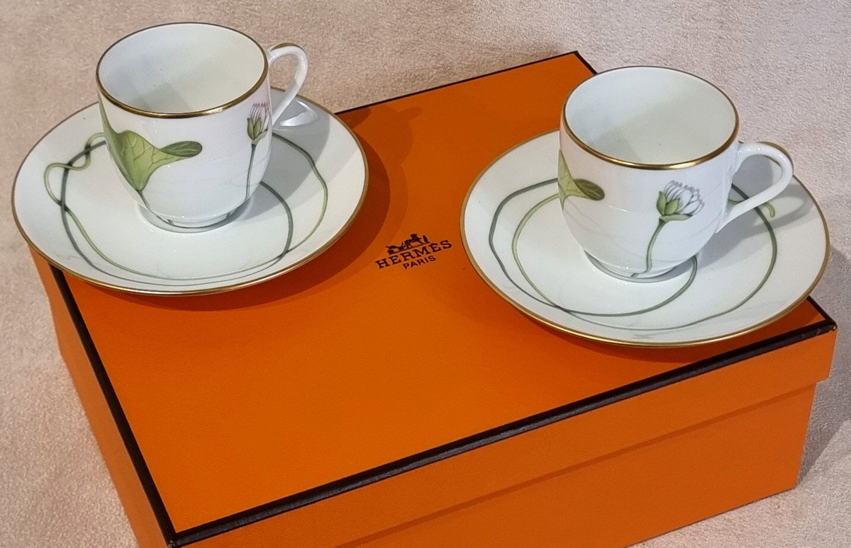 Hermès Nil Pair Of Porcelain Coffee Cups-photo-1